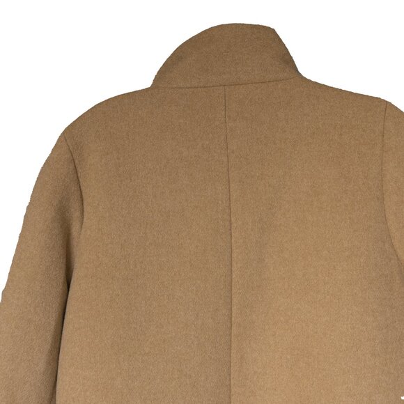 J. Crew City Coat High Neck Tan Beige Wool Minimal Quite Luxury Cocoon Jacket - Picture 9 of 14